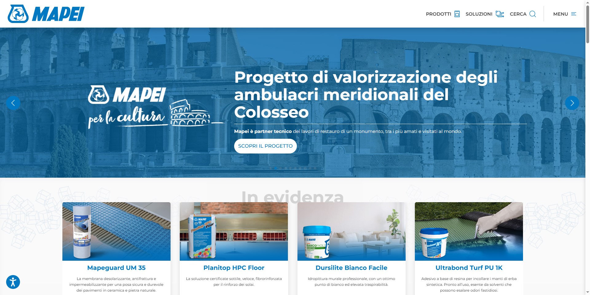 Anteprima del sito web realizzato per Mapei — caso studio Magister di QuadroDigitale